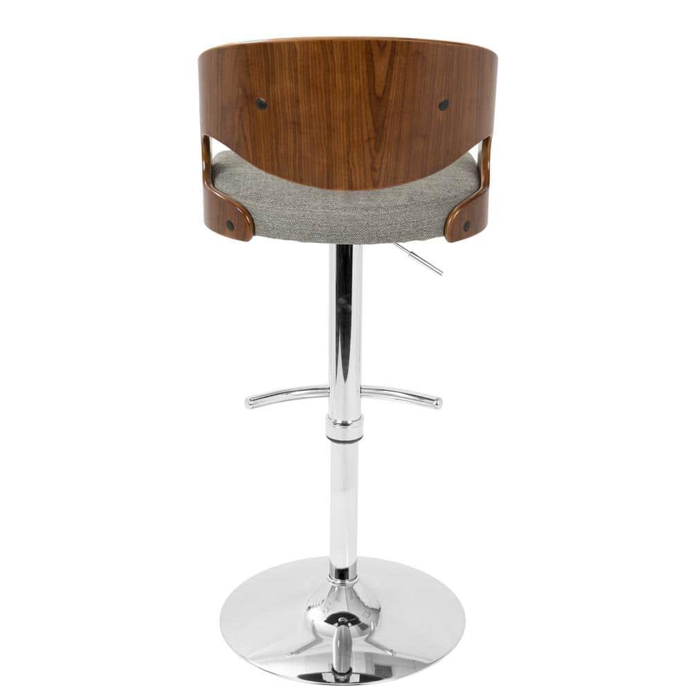 LumiSource Walnut, Grey Pino Barstool