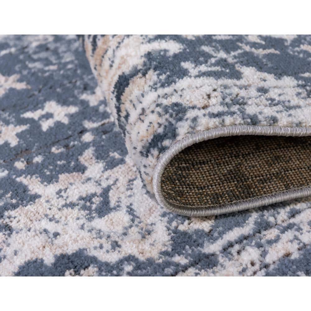 Unique Loom Portland Collection Area Rug - Central (6' 1" Square Blue/Beige)