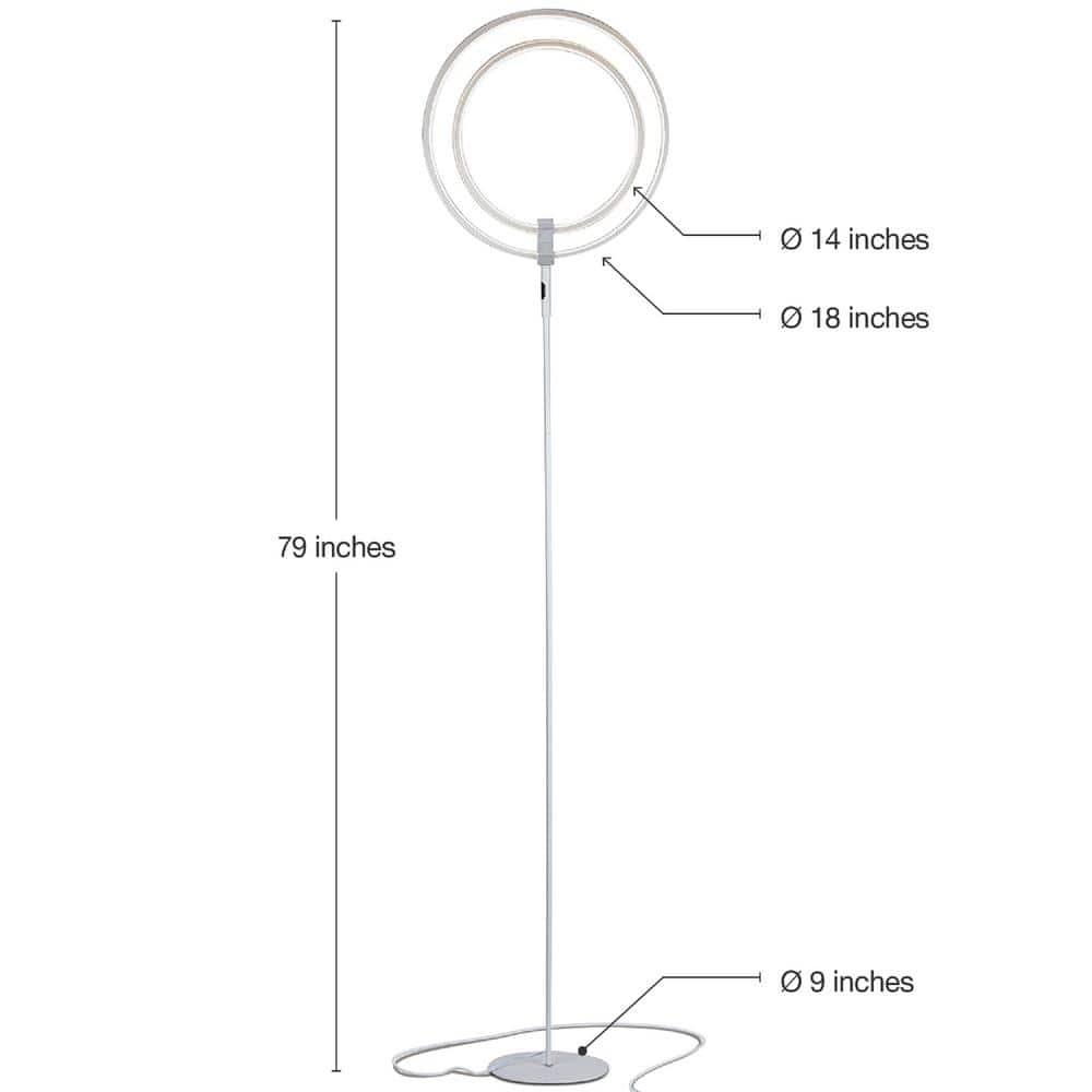 Brightech Eclipse 79 in. Industrial 2-Light 3-Way Dimming LED Floor Lamp with 2 Height Adjustable Heads
