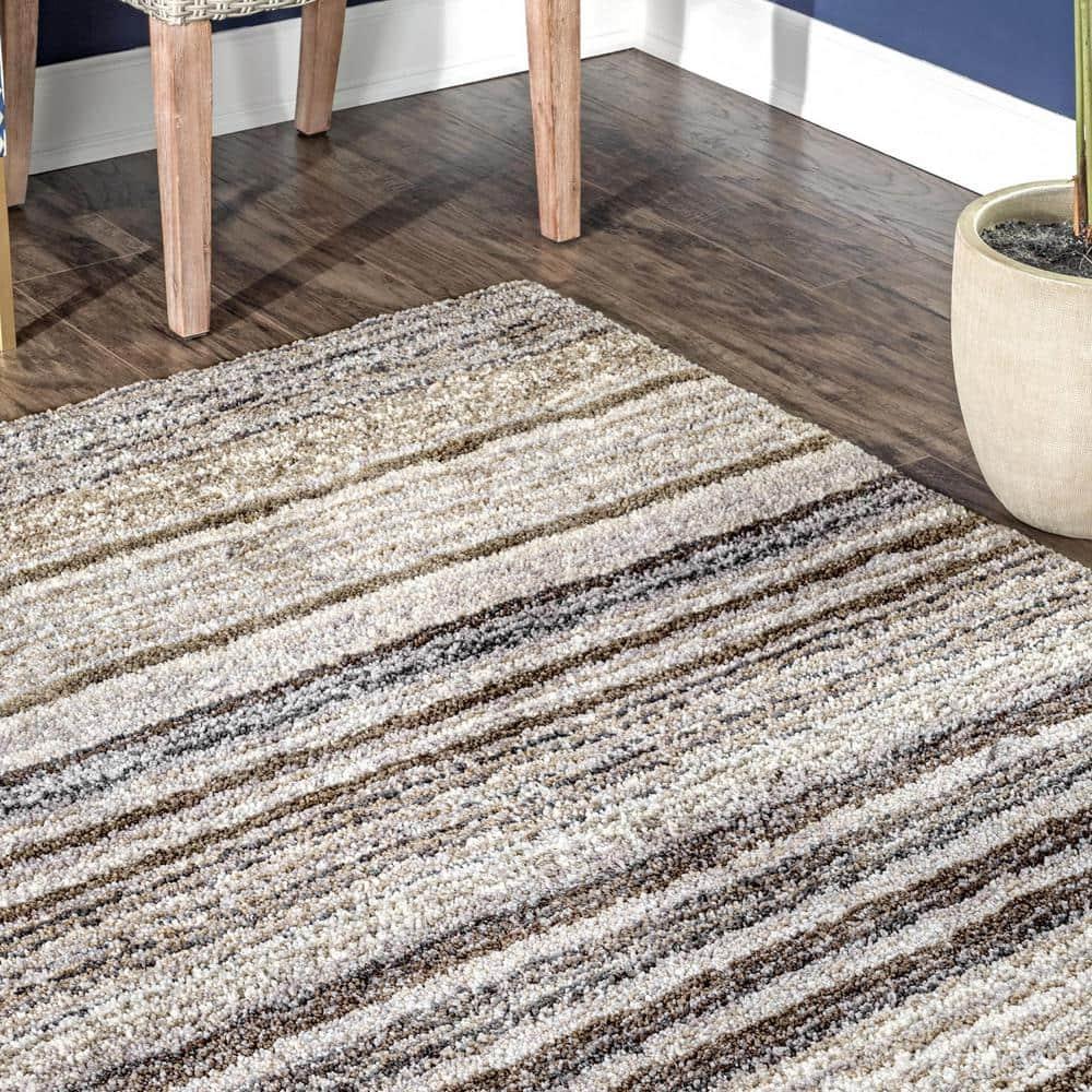 9'x12' Drey Ombre Shag Area Rug Beige/Brown - nuLOOM: Contemporary Tufted Medium Pile Indoor Rug