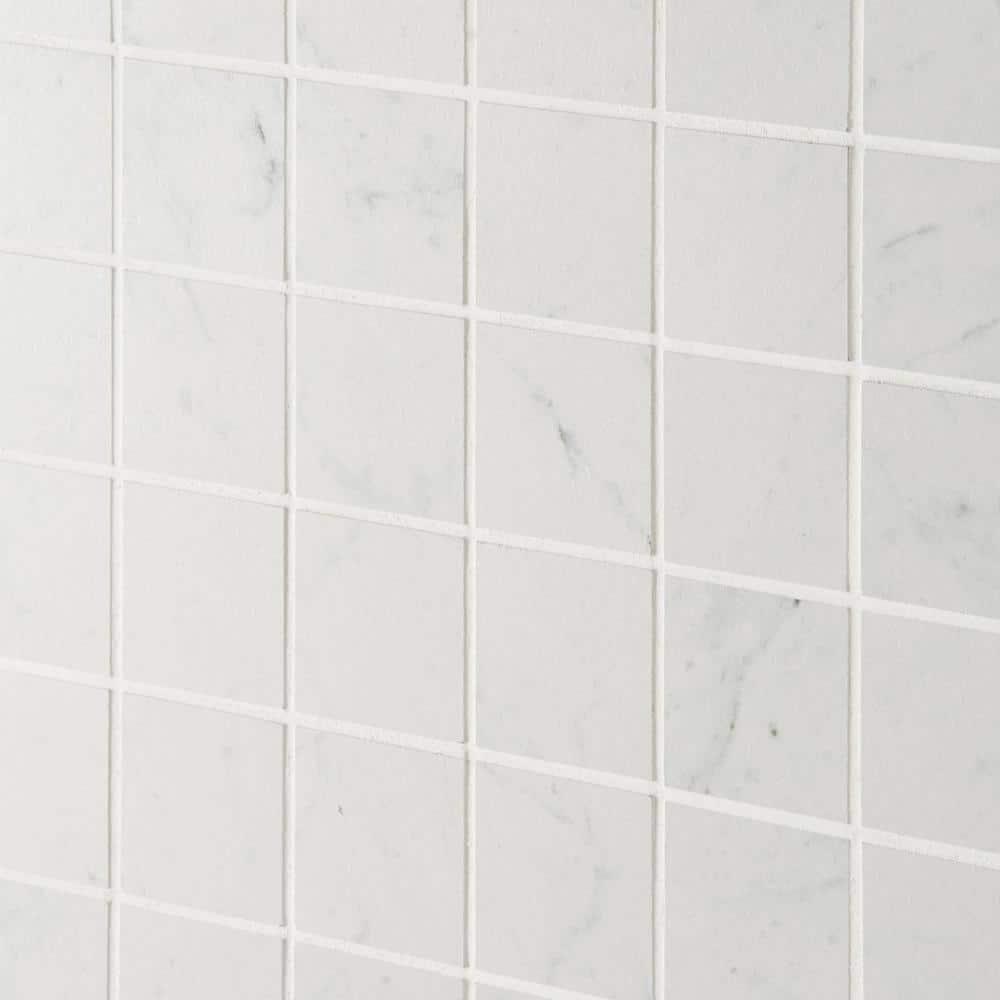 Saroshi Carrara Giola 11.81 in. x 11.81 in. Matte Porcelain Floor and Wall Mosaic Tile (0.96 sq. ft./Each)