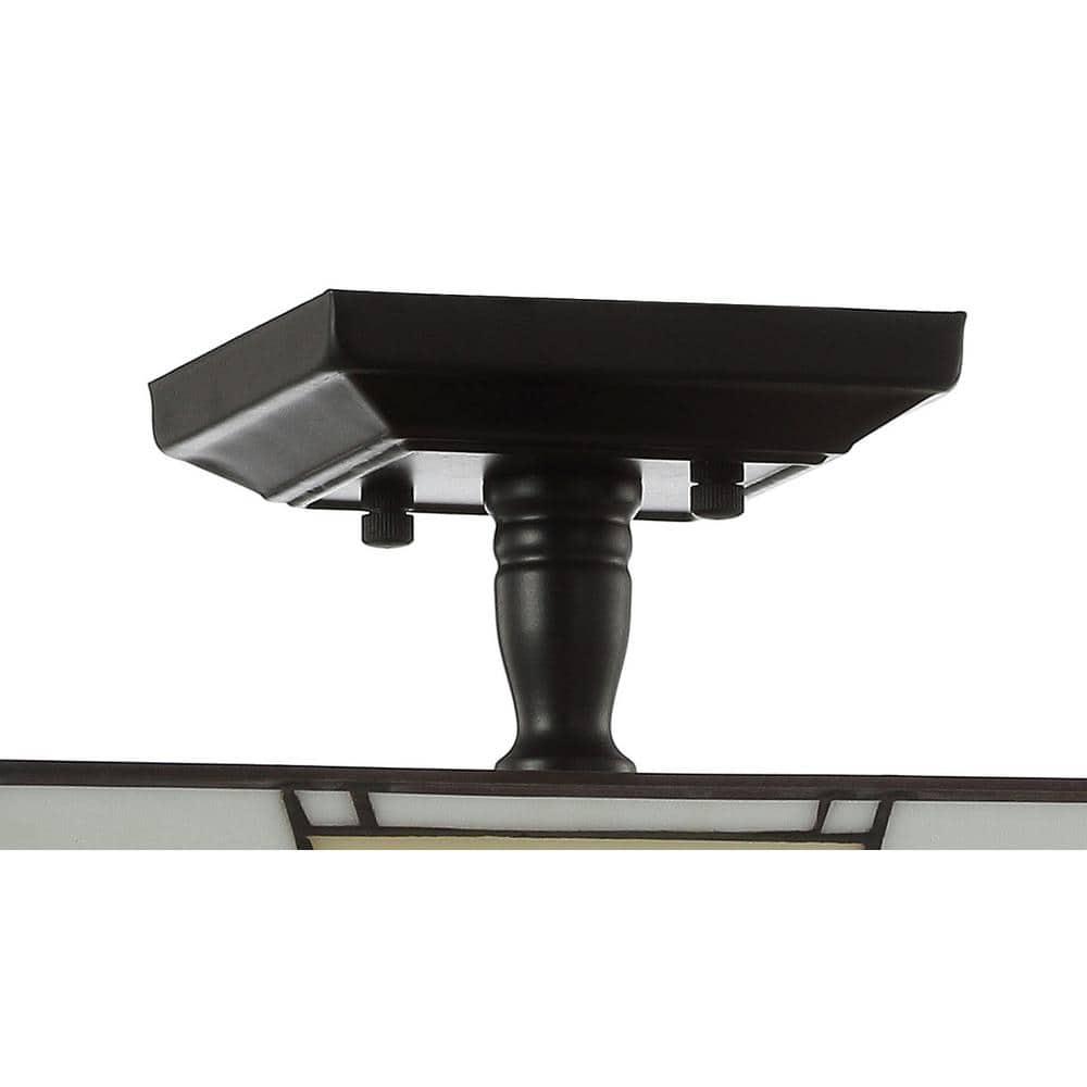 Jason 15.7 in. Tiffany-Style Glass/Metal White/Cream LED Semi-Flush Mount