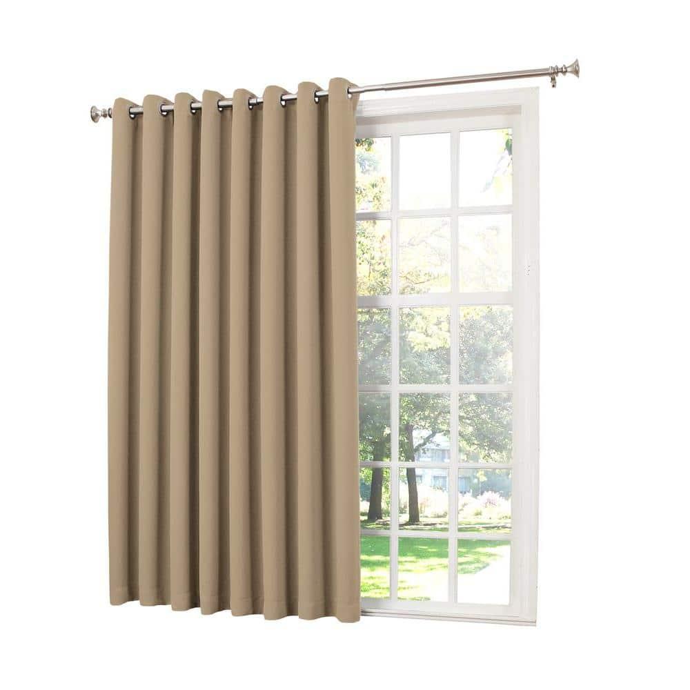Sun Zero Bartlett Grommet Room Darkening Extra Wide Patio Curtain Panel, 100"X84", Taupe