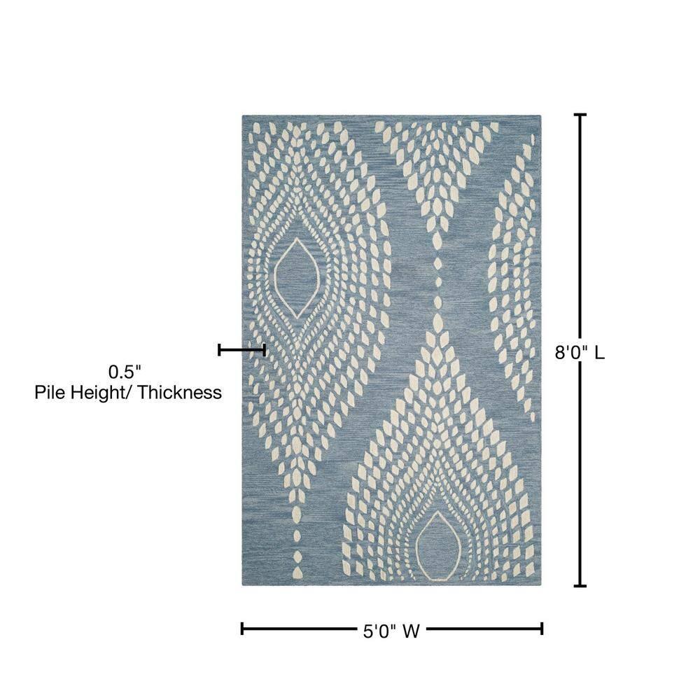 Bella BEL126 Hand Tufted Area Rug - Blue/Ivory - 5'x8' - Safavieh.