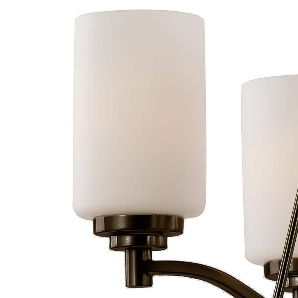 Mod Pod 5-Light Oil Rubbed Bronze Candle Chandelier Light Fixture with Frosted Glass Cylinder Shades