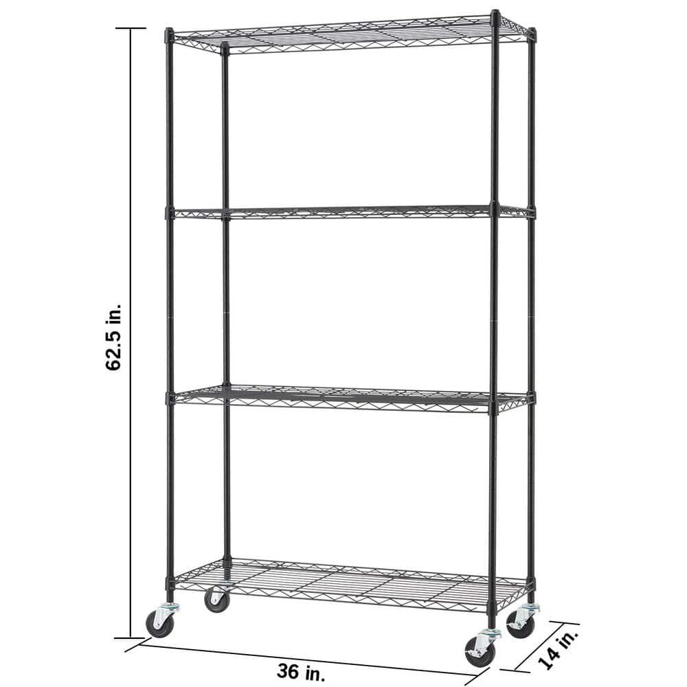 36'' W Steel Height -Adjustable Shelving Unit with Wheels