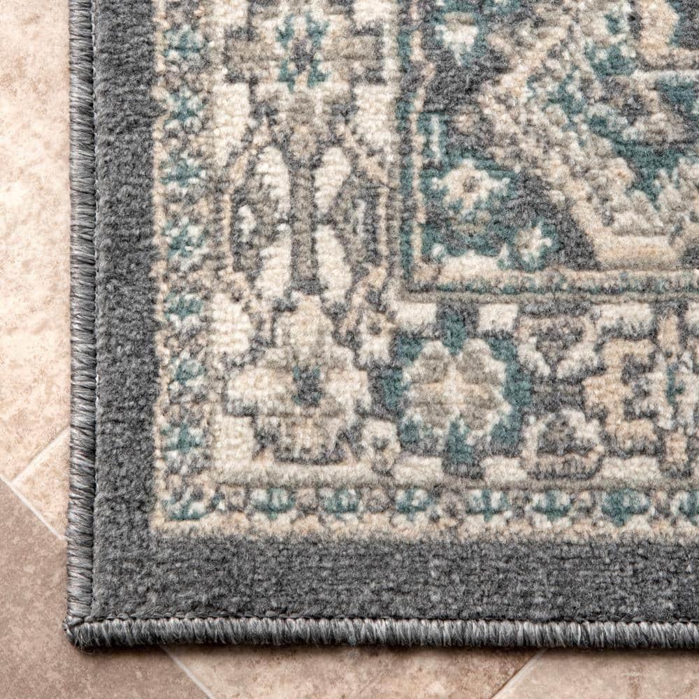 Becca Vintage Tiles Charcoal 7 ft. x 9 ft. Living Room/Bedroom/Dining Room Area Rug