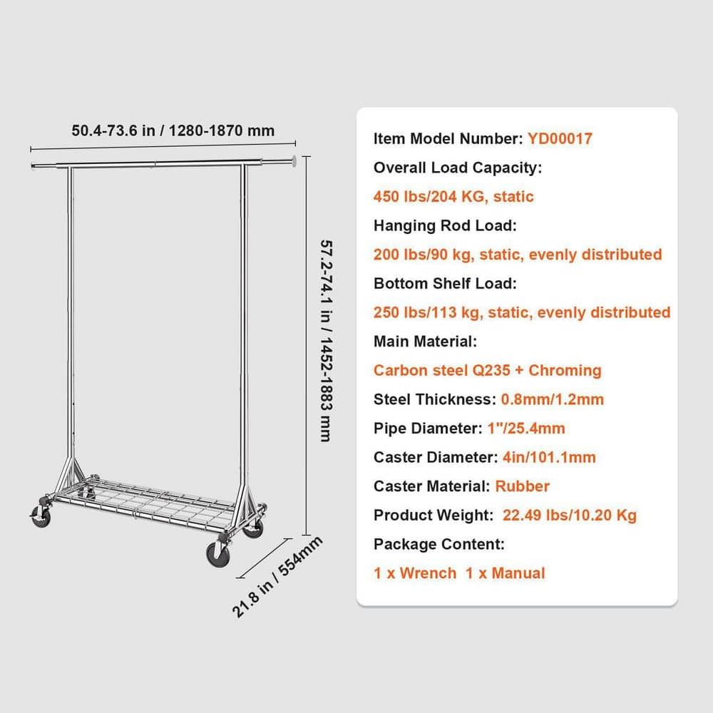 450 lbs Heavy Duty Clothing Garment Rack with Wheels