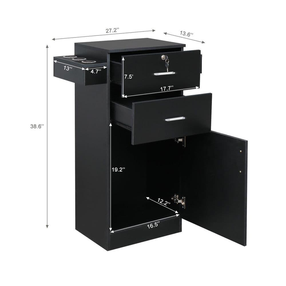 Ktaxon Locking Beauty Salon Storage Cabinet Hair Dryer Holder Stylist Spa Equipment Black