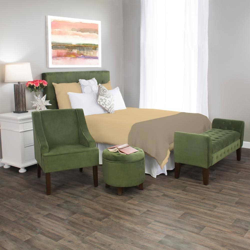 Velvet Swoop Armchair Forest Green - HomePop: Elegant Side Arms, Wood Legs, 250lb Capacity