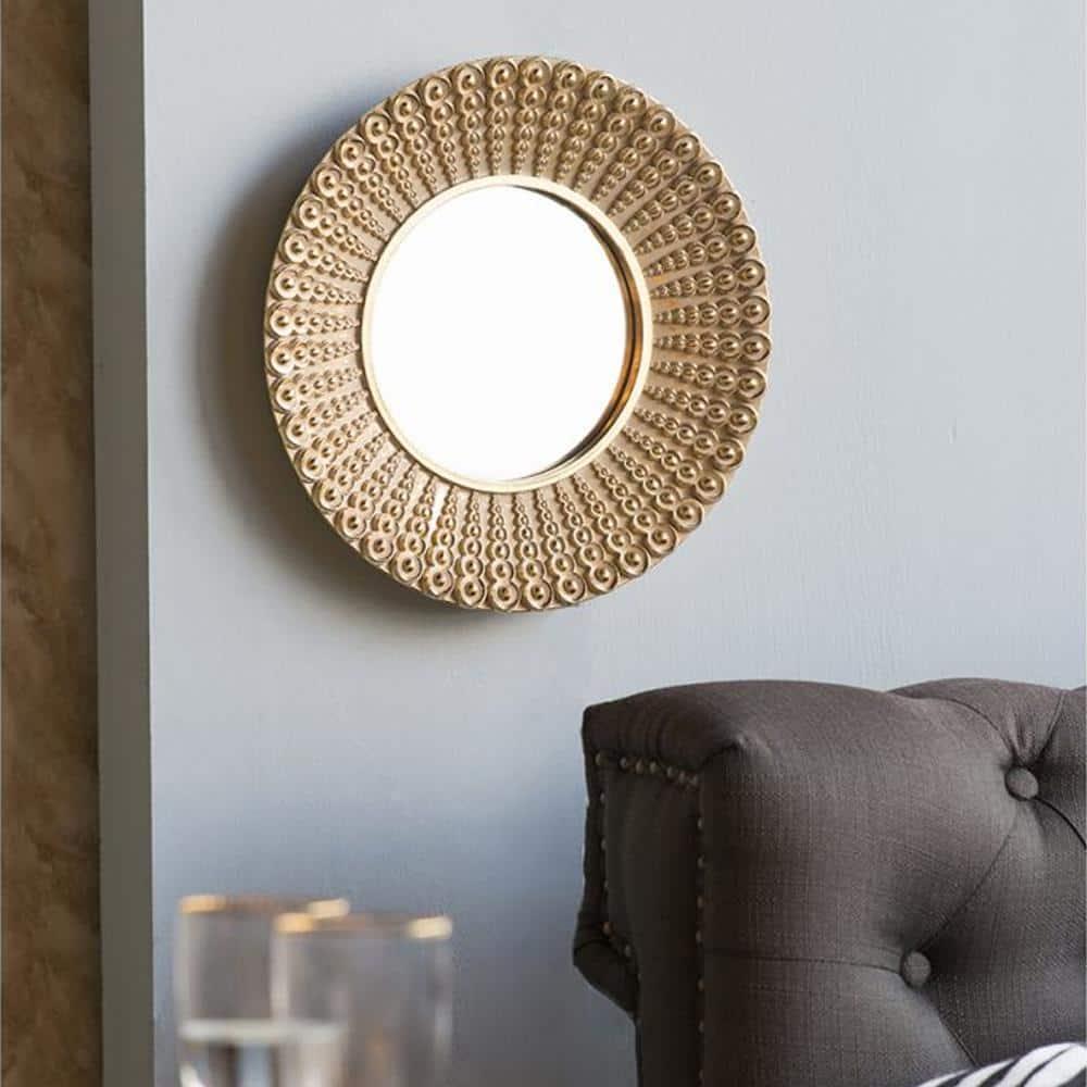 A&B Home Round Wall Mirror 19" Gold Circle Wall Mounted Mirror for Bathroom Bedroom Living Room Washroom