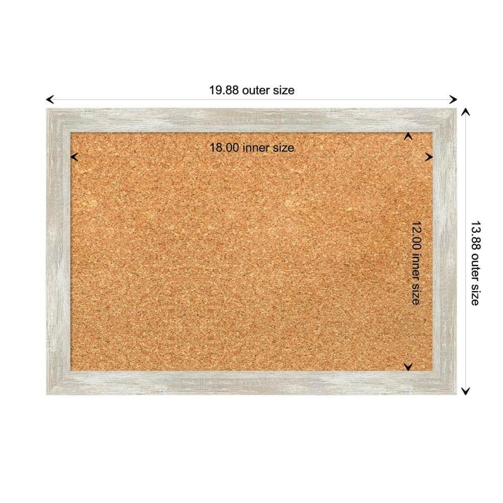 Amanti Art Natural Cork Board Framed Crackled Metallic Narrow Bulletin Board 20 in. x 14 in.