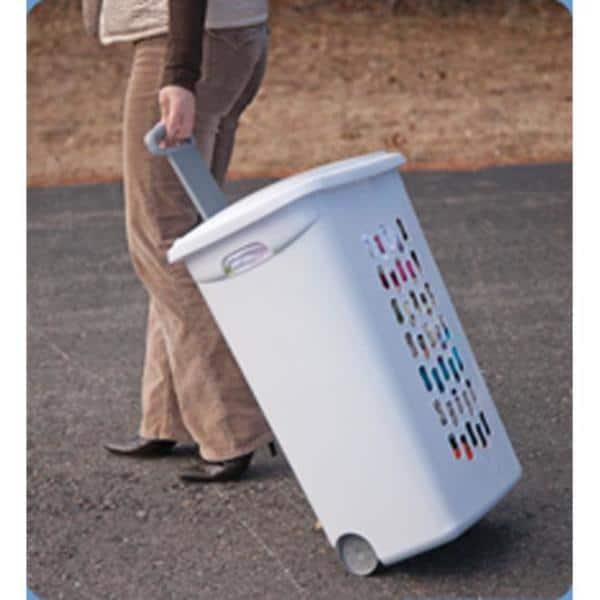 Sterilite Ultra Wheeled Laundry Hamper with Lid, Handle and Wheels for Easy Rolling of Clothes to and from the Laundry Room, Plastic, White, 18-Pack