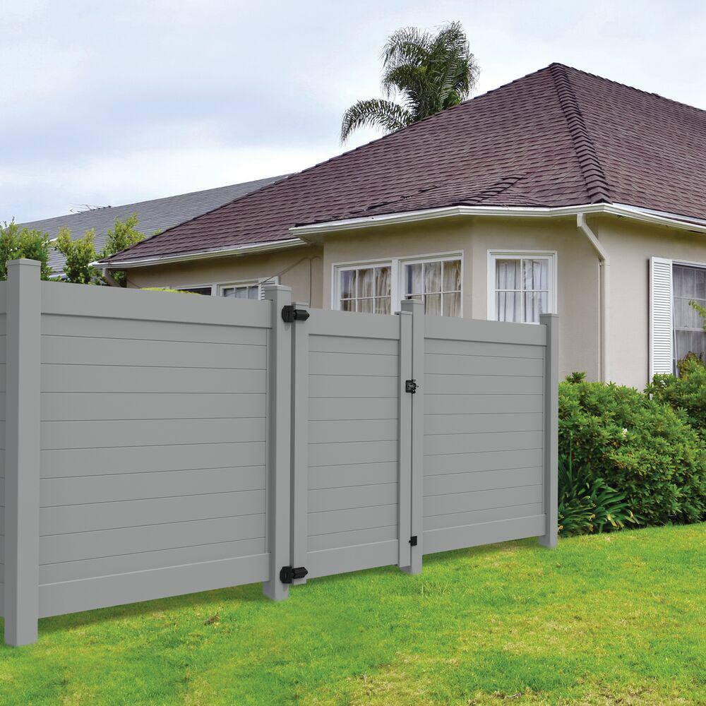Barrette Outdoor Living Horizontal Fence Gray Vinyl Privacy Panel Kit