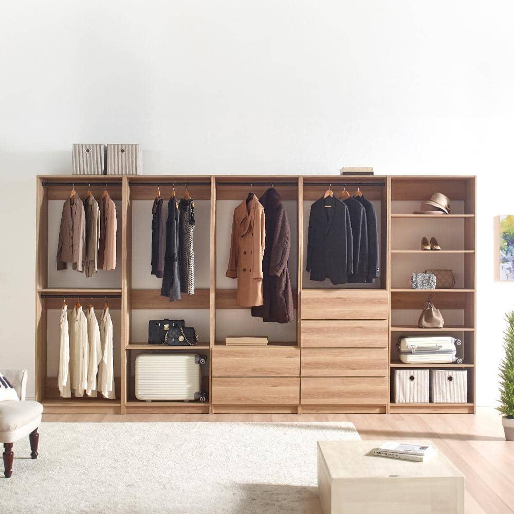 Prosper 32" Oak Wood Walk-in Closet with Five Shelves