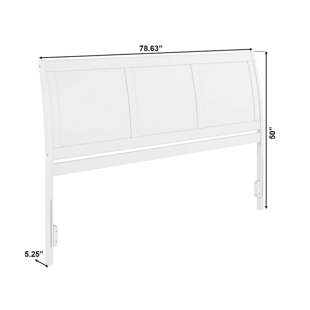 AFI Portland King Sleigh Solid Wood Panel Headboard with Attachable Charger, White