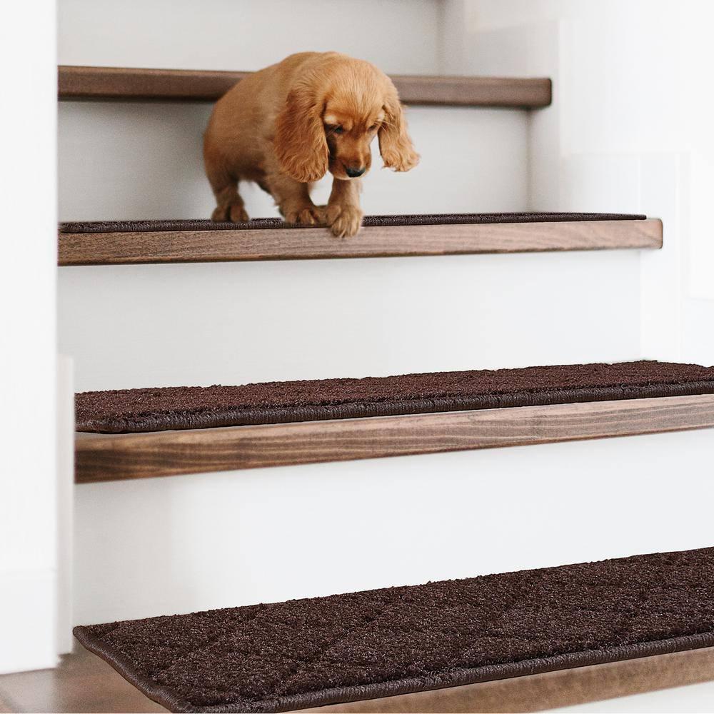 VEVOR Non-Slip Stair Treads, 9" x 28", Brown - 15 pcs, Indoor Carpet Runner for Wooden Steps with Soft Edging, Anti-Slip Stair Mats for Kids, Elders, and Dogs