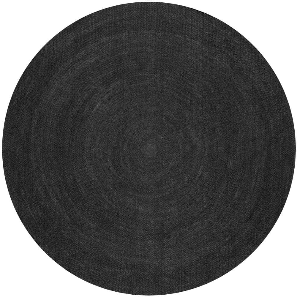 nuLOOM Rigo Hand Woven Jute Black 4' Farmhouse Round Rug