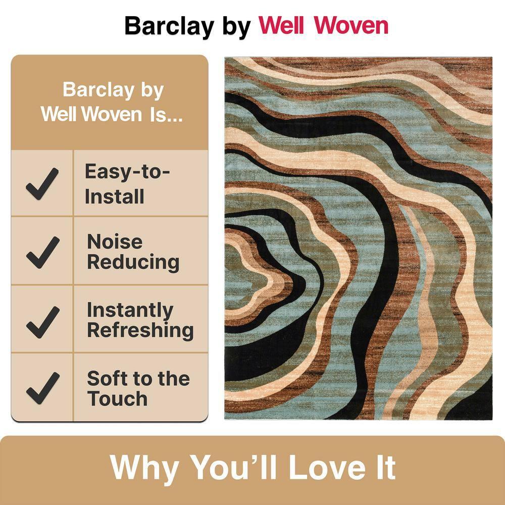 Well Woven Barclay Nirvana Waves Modern Geometric Multi Blue 5'3" x 7'3" Area Rug