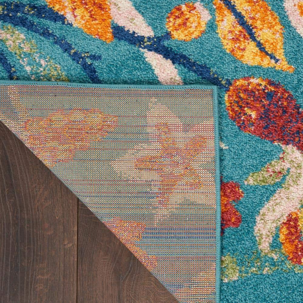Nourison Allur Botanical Indoor Area Rug Turquoise Multicolor 7'10" x 9'10"