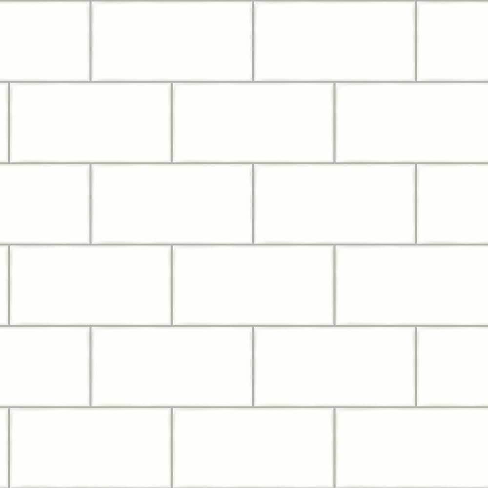 Chesapeake Freedom Off-White Subway Tile Wallpaper