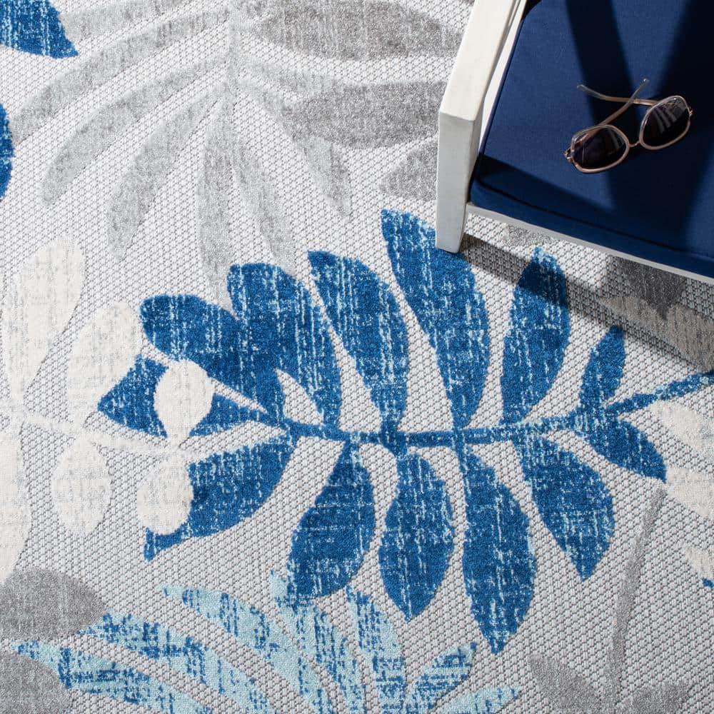 Cabana CBN814 Power Loomed Indoor and Outdoor Area Rug - Grey/Blue - 6'7"x6'7" - Safavieh.