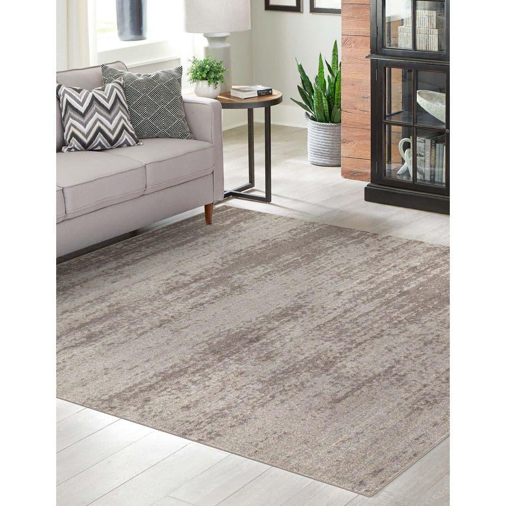 Unique Loom Del Mar Collection Area Rug - Lucille (7' 10" Square, Gray/ Ivory)