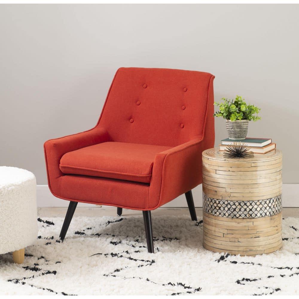 Trelis Mid-Century Modern Retro Style Accent Chair Red - Linon: Upholstered, Rubberwood Legs, Foam Cushion