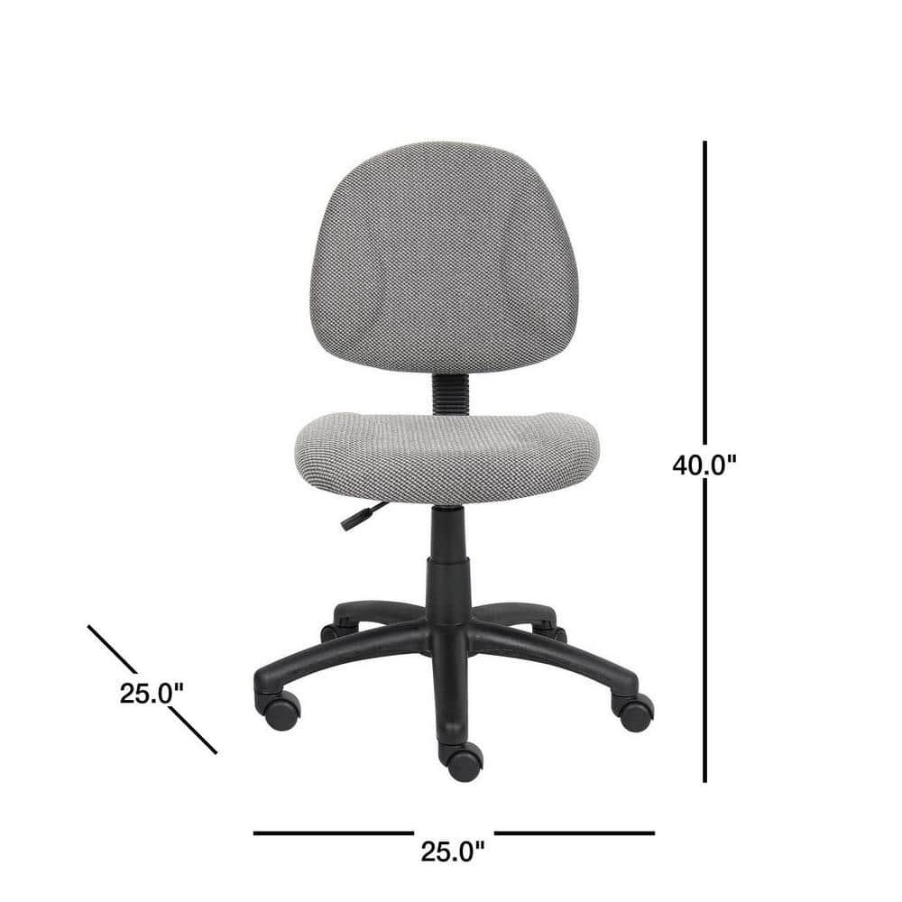 Boss Office Products Deluxe Posture Chair Gray : Ergonomic Swivel Computer Chair with Lumbar Support, Nylon Legs