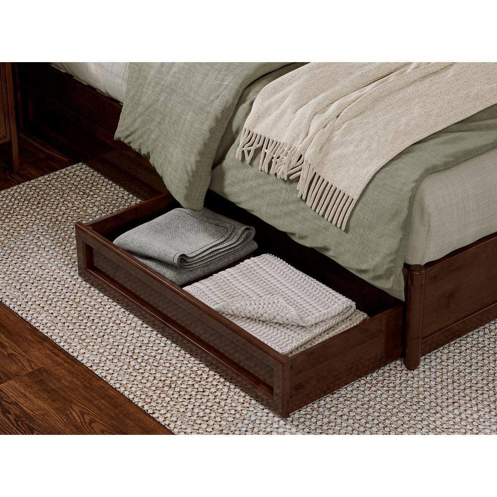 AFI, Andorra King Platform Bed with Panel Footboard and Storage Drawers, Walnut