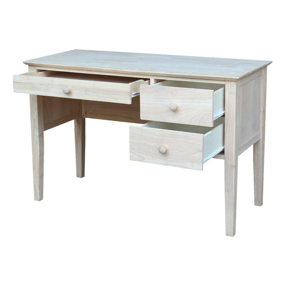 Computer Desk International Concepts: Unfinished Parawood, Brooklyn Style, Writing Desk with Drawer