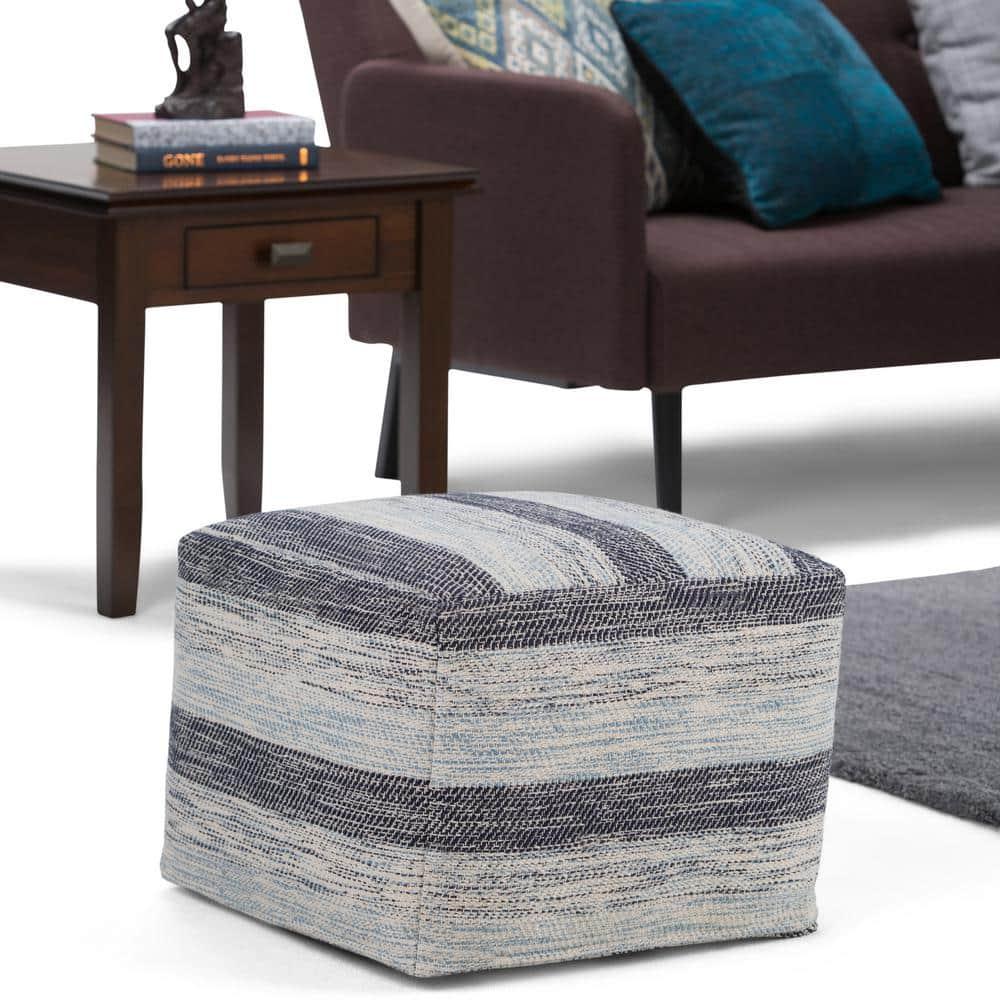 Simpli Home Clay Upholstered Pouf