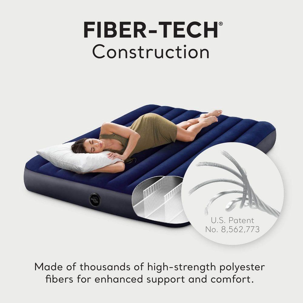 Intex 80 x 60 x 10 Inch Dura-Beam Fiber-Tech Vinyl Standard Downy Air Mattress with Plush Top and 2-in-1 Valve, Queen (Pump Not Included)