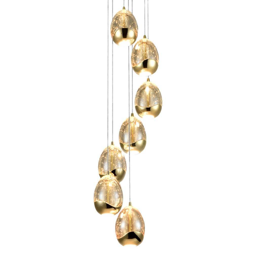 VONN Lighting Venezia 7-Light Pendant Height Adjustable ETL Certified LED Teardrop Chandelier, Globe Glass Shades