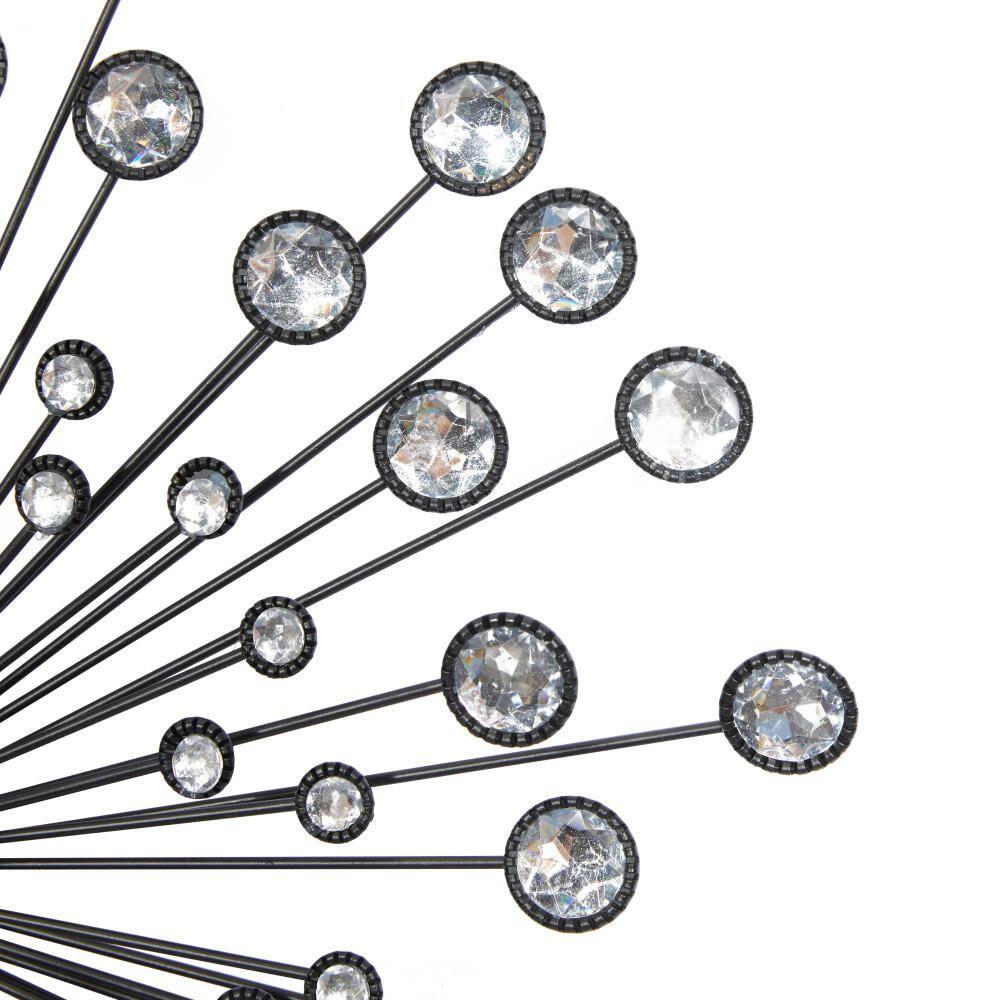 DecMode Black Metal Starburst Wall Decor with Crystal Embellishments (3 Count)