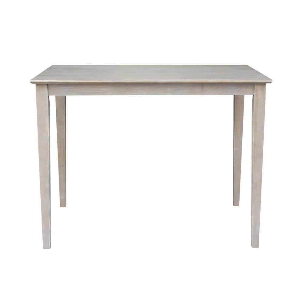 Solid Wood 30" X 48" Counter Height Table Washed Gray Taupe - International Concepts: Parawood, Non-Extension, Modern Style