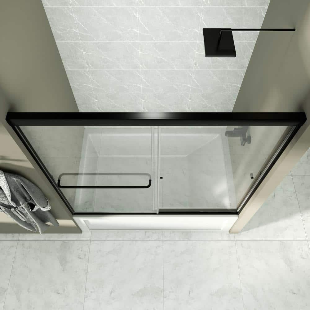56 - 60 in. W x 58 in. H Semi-Frameless Sliding Bathtub Door in Finish with Clear SGCC Tempered Glass