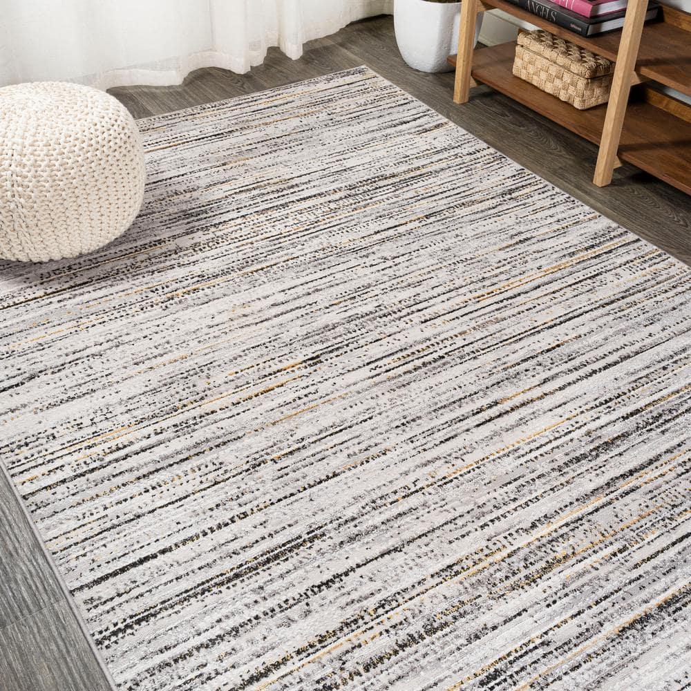 8'x10' Loom Modern Strie'  Area Rug, Gray/Black - JONATHAN Y