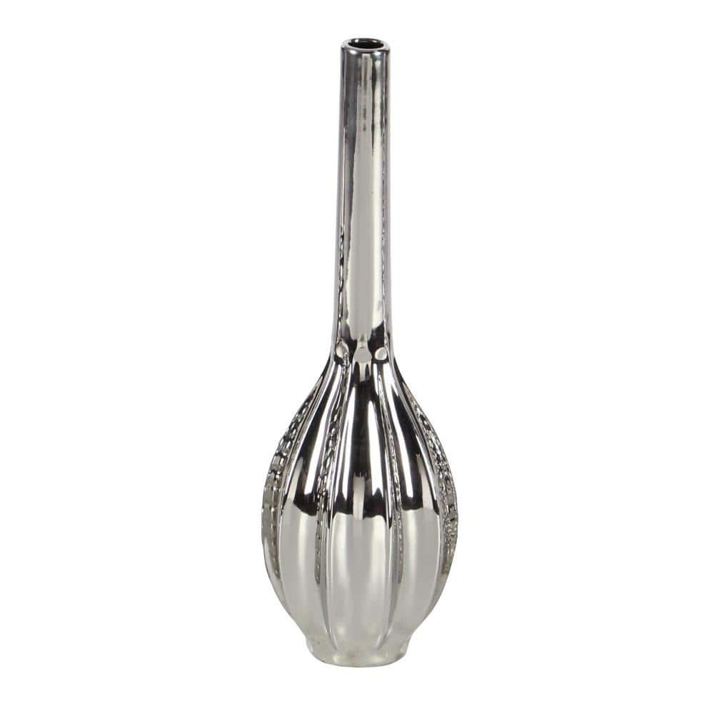CosmoLiving by Cosmopolitan Ceramic Slim Textured Bottleneck Decorative Vase with Varying Patterns Set