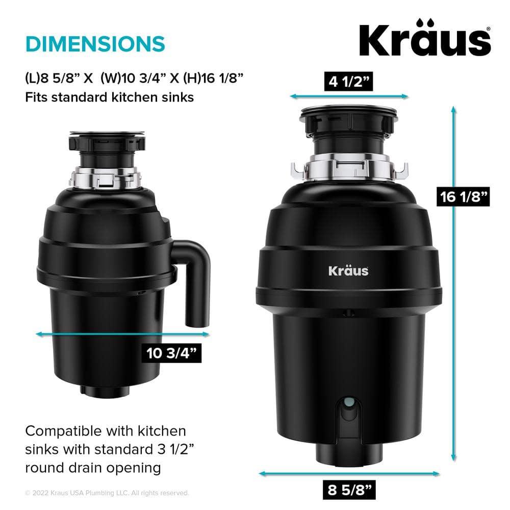 Black Stainless Steel Continuous Feed Garbage Disposal with Ultra-Quiet Motor