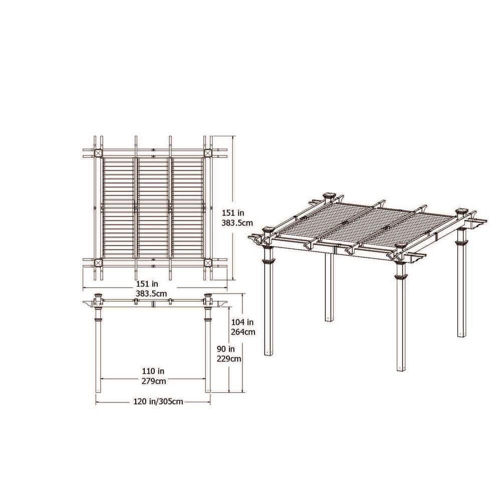 Avalon 10 ft. x 10 ft. White Vinyl Louvered Pergola
