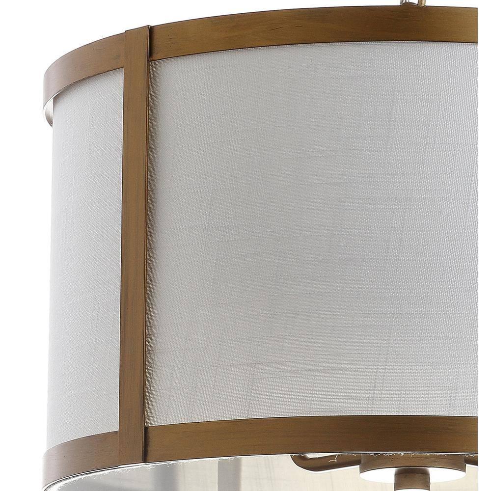 Thatcher 17" Metal LED Pendant Light, Gold/White