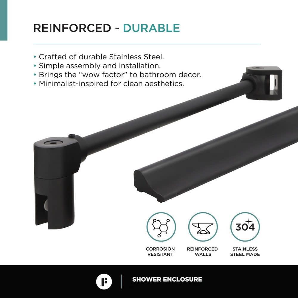 Fine Fixtures Frameless Shower Enclosure Hinged Tempered Glass - 34" W x 34" D x 74" H SDK36BL