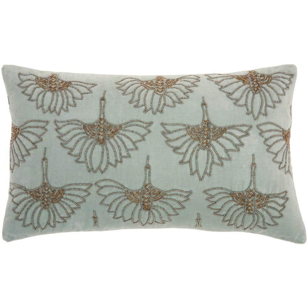 Mina Victory 12" X 20" Ivory Cotton Throw Pillow