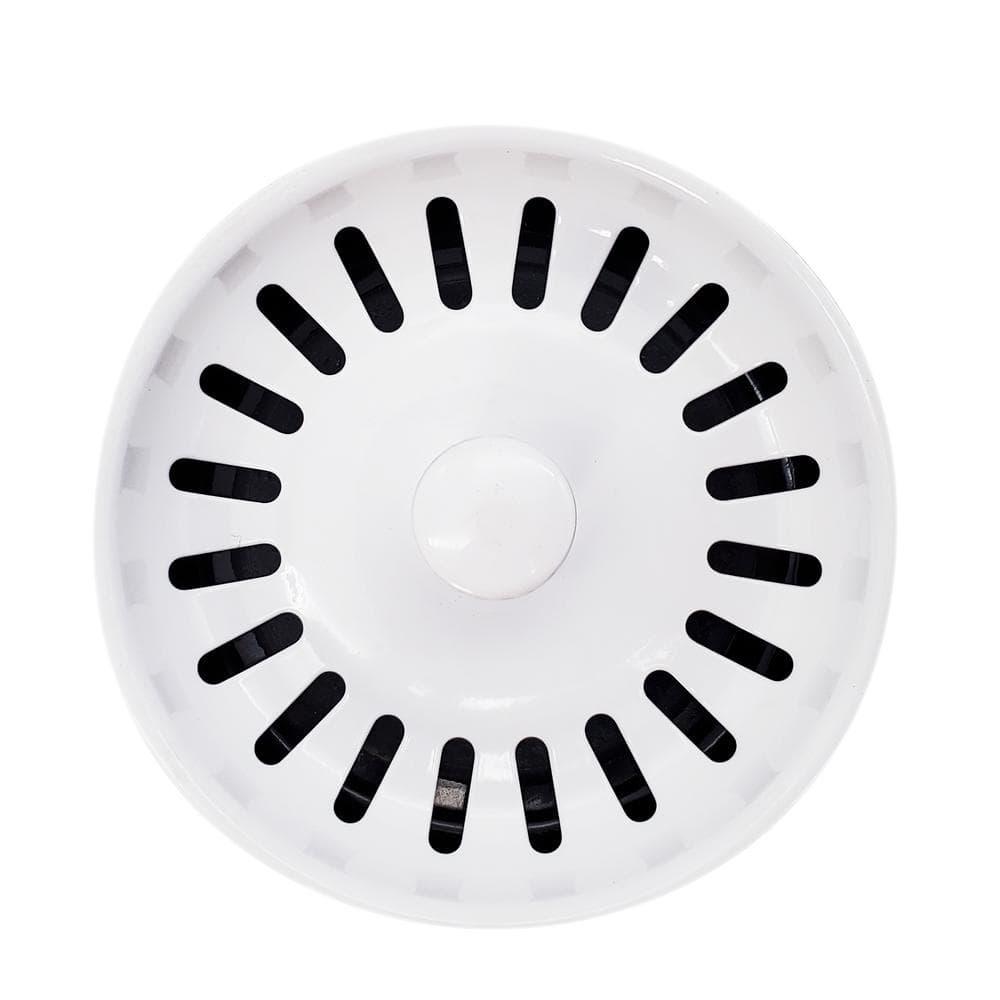 Westbrass D2089SEV-50 3-1/2" Kitchen Sink Waste Disposal Drain Flange and Basket Strainer, Powder Coat White