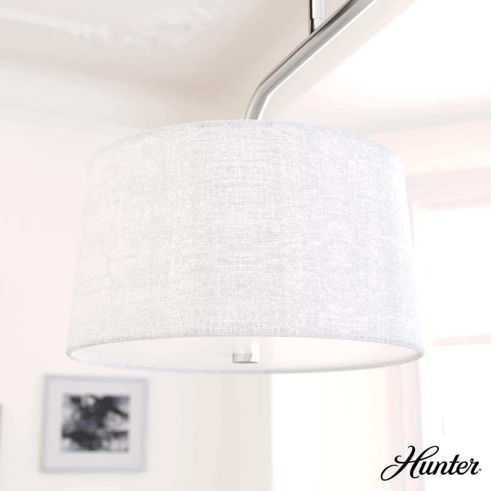 Hunter - Cottage Hill 4-light Brushed Nickel, Large Chandelier, Dimmable, Modern Style, Linear Shaped, for Bedrooms, Kitchens, Dining, Living Rooms - 19892