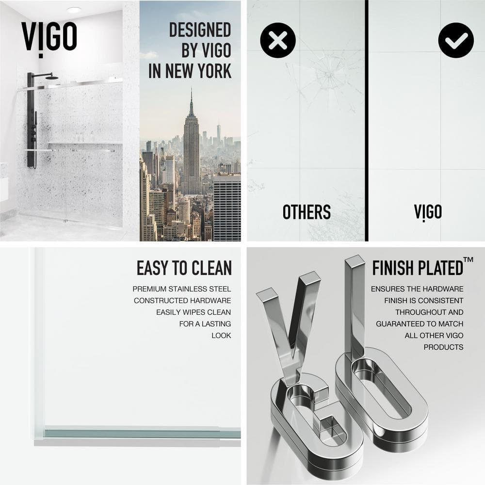 Houston 56-60" W x 76" H Sliding Frameless Shower Door with 3/8" Clear Glass
