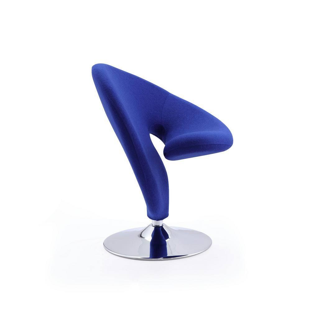 Set of 2 Curl Wool Blend Swivel Accent Chairs Blue - Manhattan Comfort: Ergonomic, No Assembly Required