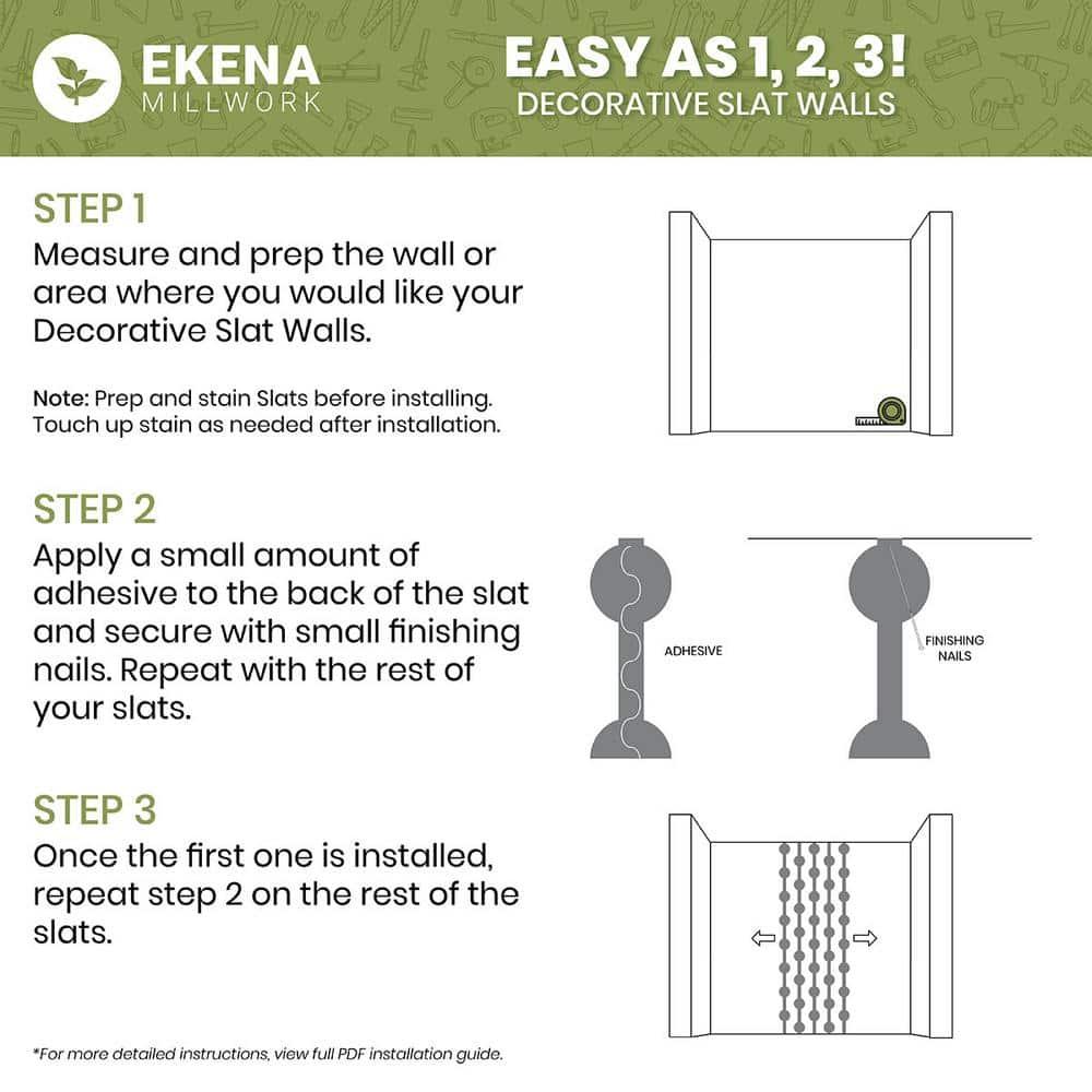 Ekena Millwork Gypsum Adjustable Wood Decorative Slat Wall Panel Kit