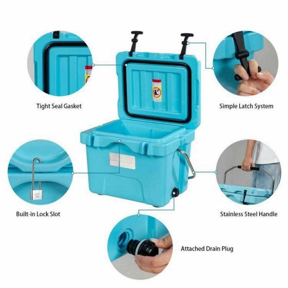 Costway 16 Quart Cooler Portable Ice Chest Leak-proof 24 Cans Ice Boxfor Camping
